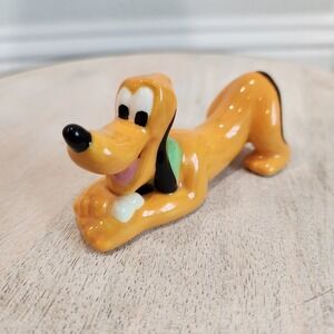 Vintage RARE Walt Disney Yellow Pluto Dog Happy With Bone Ceramic Figurine Gift